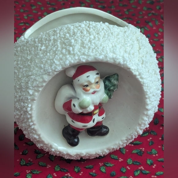 Relpo Other - Vintage Santa Planter- Relpo Mid-century Christmas bowl Ceramic snowball 60s